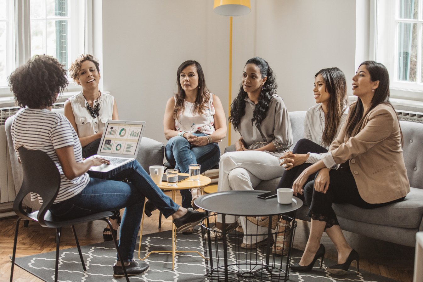 Coworking women on business meeting